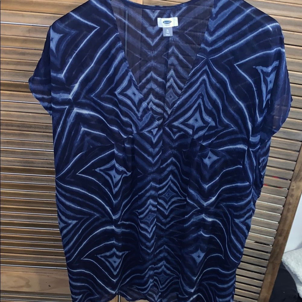 Sheer blue and white cover up dress